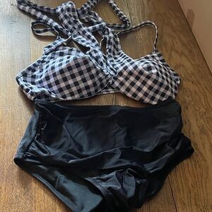 Black and White Checkered Bikini Set NWOT Bathing Suit Swimsuit